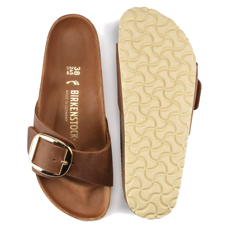 Birkenstock Madrid Big Buckle Oiled Leath | Cognac | Narrow - Women's (1006525) - Image 7